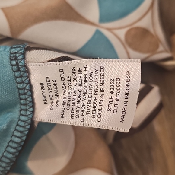 Enfocus Studio, V-Neck, Brown/Blue Print "Wrap" Fitted Dress, Women's Size 6 - Picture 12 of 12